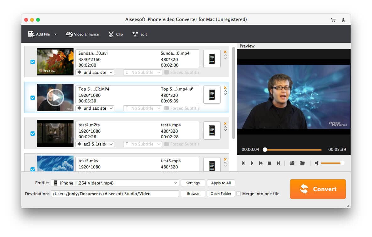 Aiseesoft iPhone Video Converter for Mac screenshot