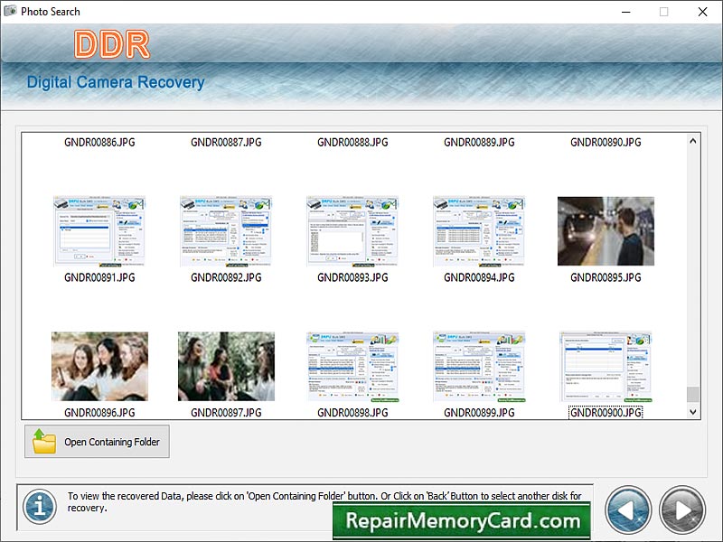 Digital Camera Data Recovery Application screenshot