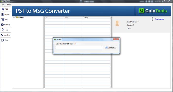 GainTools PST to MSG Converter screenshot