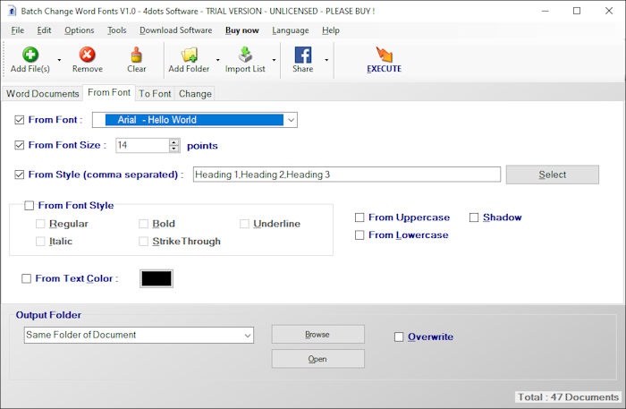 Batch Change Word Fonts screenshot