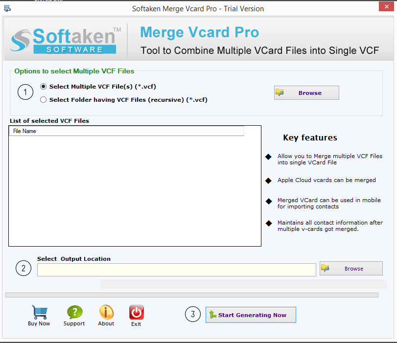 Softaken Merge vCard Pro screenshot