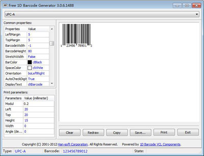 Free 1D Barcode Generator screenshot