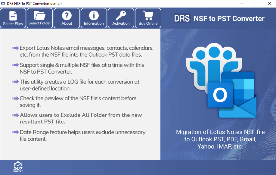 NSF to PST Converter Tool to Convert NSF screenshot