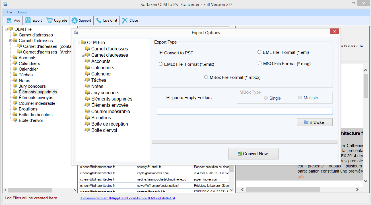 Softakensoftware OLM to PST Converter screenshot
