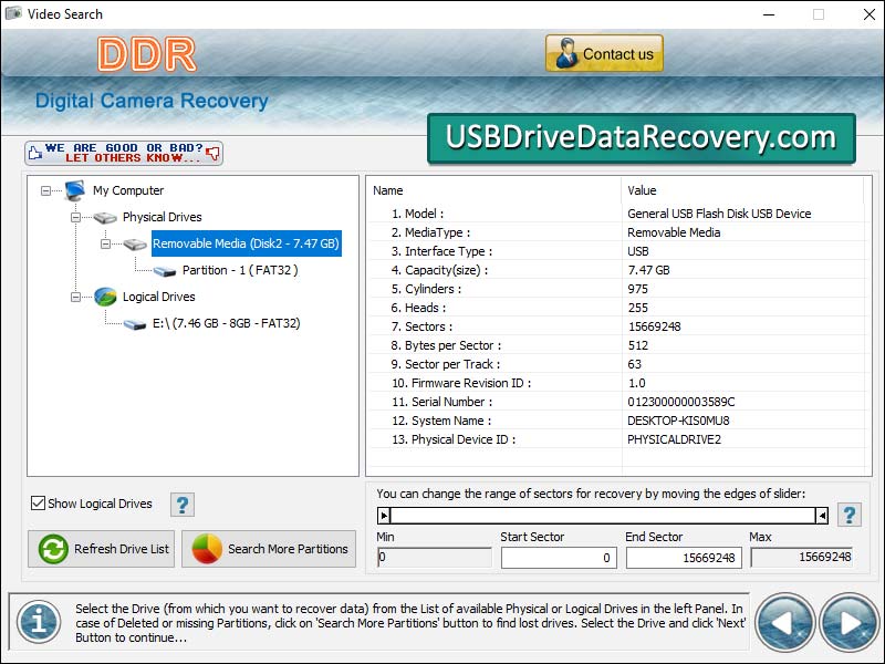 Digital Camera Data Recovery Tool screenshot