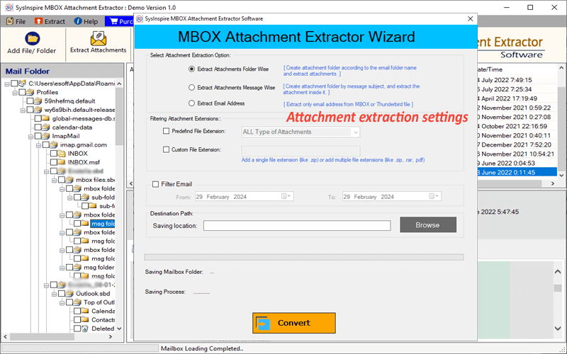 SysInspire MBOX Attachment Extractor screenshot