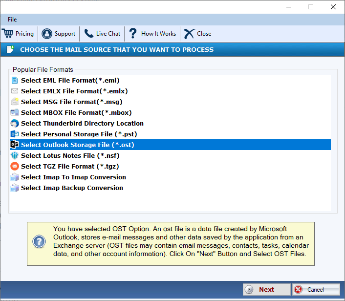 DailySoft OST to MBOX Converter screenshot