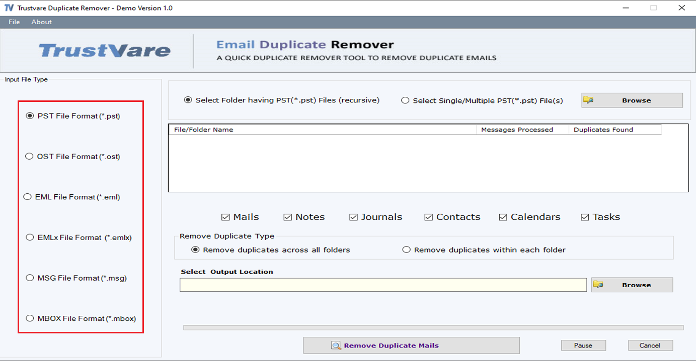 TrustVare Email Duplicate Remover screenshot