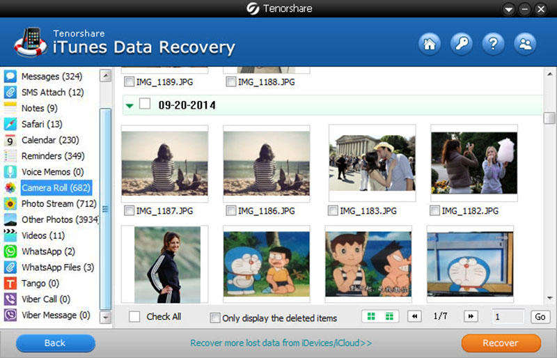 Tenorshare iTunes Data Recovery screenshot