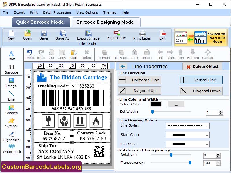 Barcode Labels Tool for Manufacturing screenshot