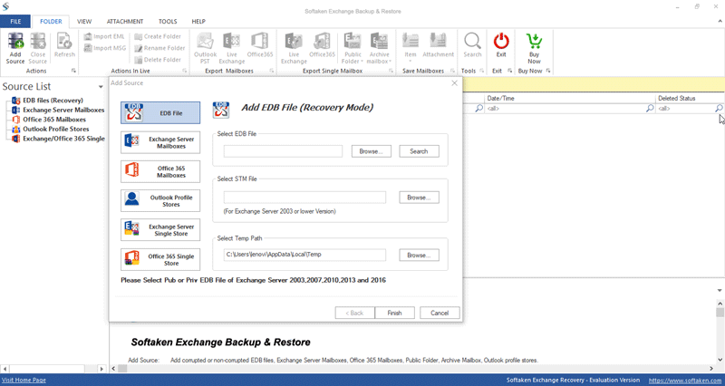 Softaken Exchange Backup and Restore screenshot