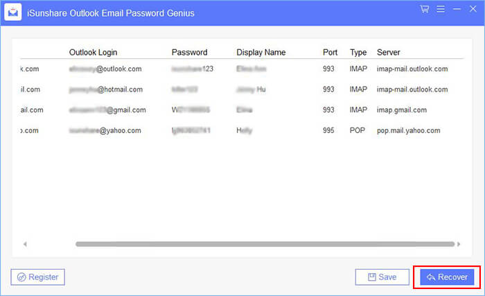 iSunshare Outlook Email Password Genius screenshot