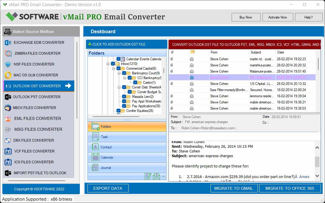 vMail Pro Email Converter screenshot