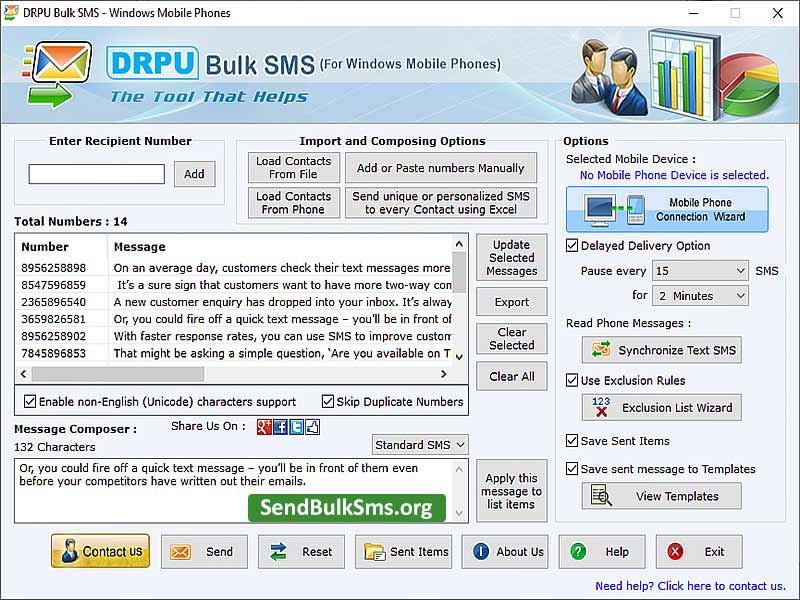 Send Bulk SMS For Window Mobile screenshot