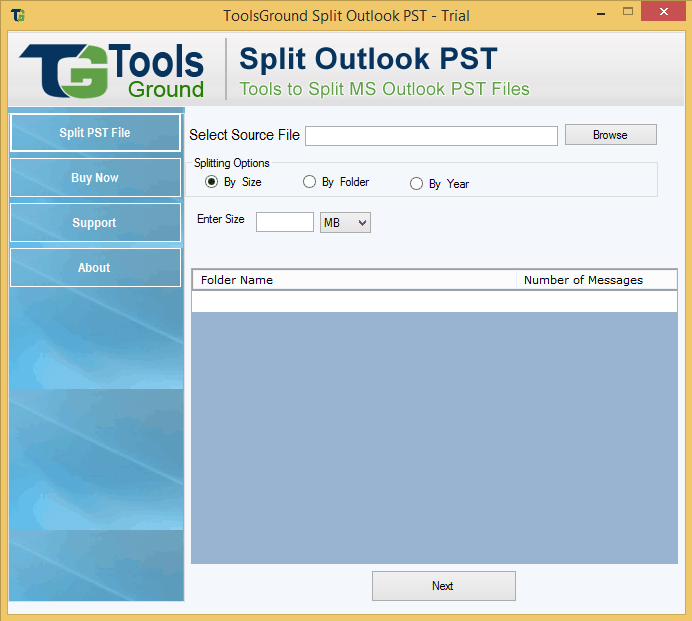ToolsGround Split Outlook PST screenshot