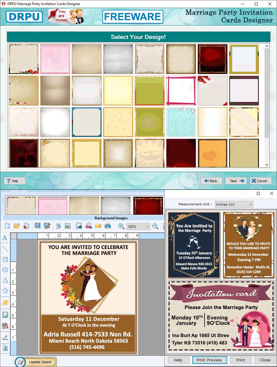 Freeware Marriage Invitation Card Maker screenshot