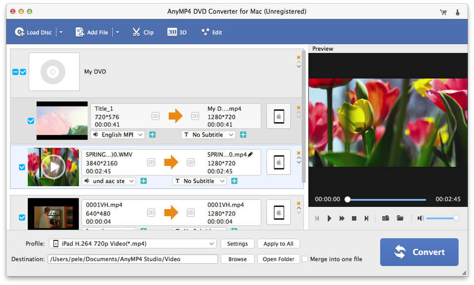 AnyMP4 DVD Converter for Mac screenshot