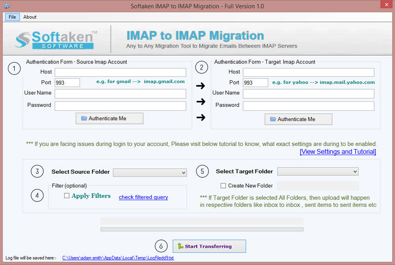 Softaken IMAP to IMAP Migration screenshot
