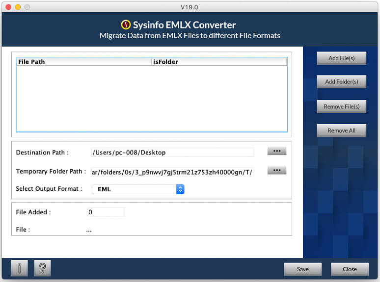 SysInfo Mac EMLX Converter Software screenshot
