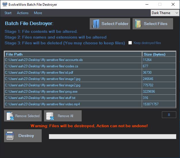 EvolveWorx Batch File Destroyer screenshot