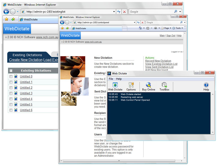 Web Dictate Internet Dictation Software screenshot