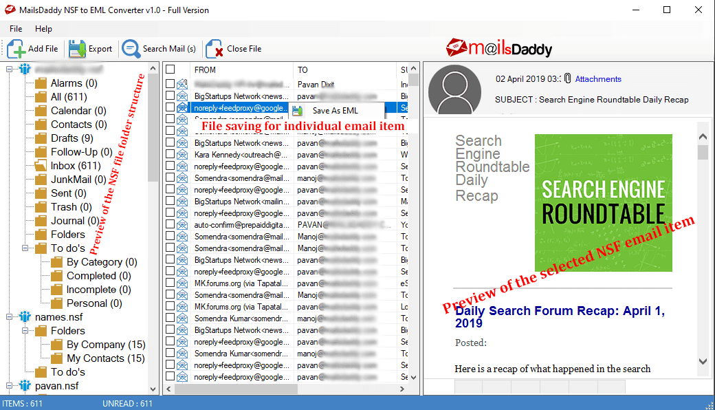 MailsDaddy NSF to EML Converter screenshot