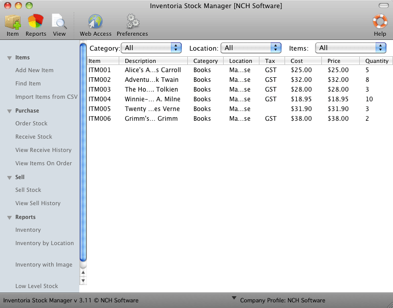 Inventoria Inventory Software for Mac screenshot