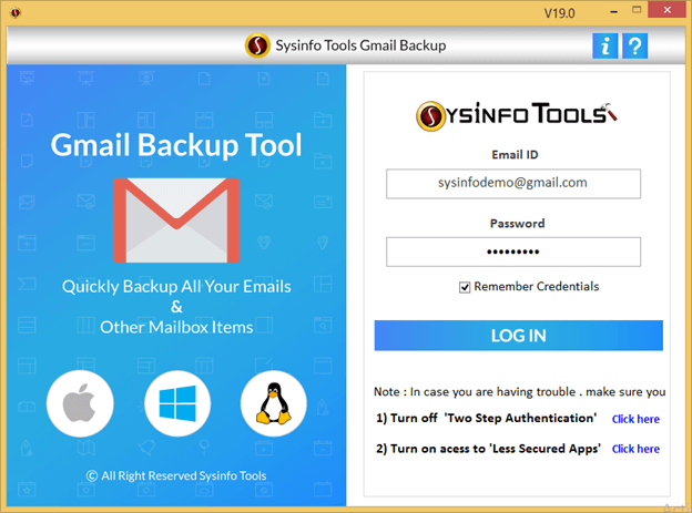 SysInfoTools Gmail Backup Software screenshot