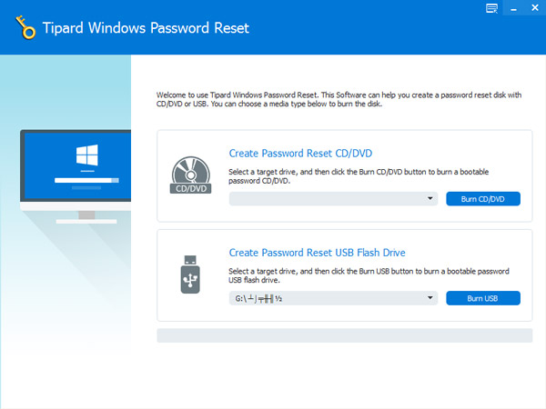 Tipard Windows Password Reset screenshot