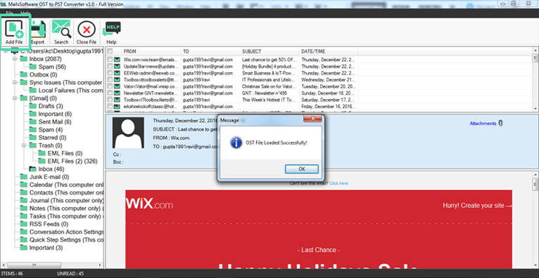 MailsSoftware OST to PST Converter screenshot