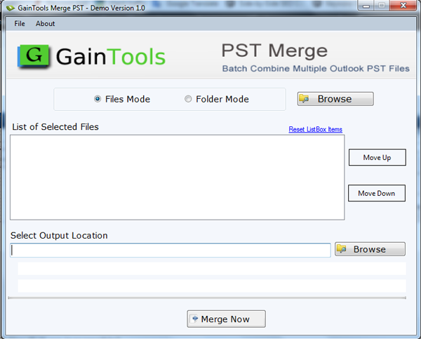 GainTools Merge PST screenshot