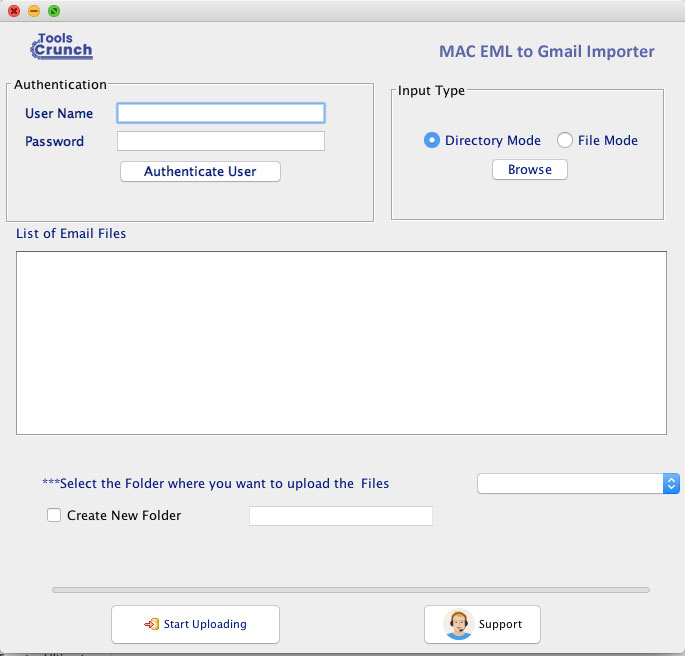 ToolsCrunch Mac EML to Gmail Importer screenshot