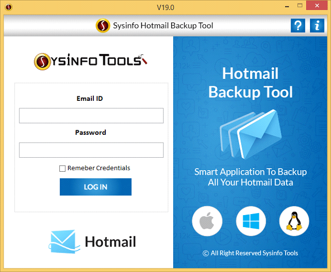 SysInfoTools Hotmail Backup Tool screenshot