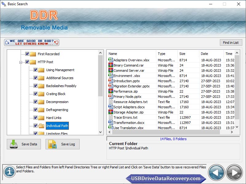 Removable Media Data Recovery App screenshot