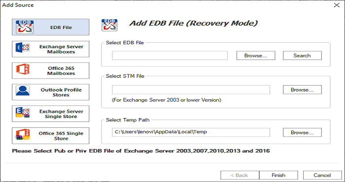 WholeClear Exchange Backup Software screenshot