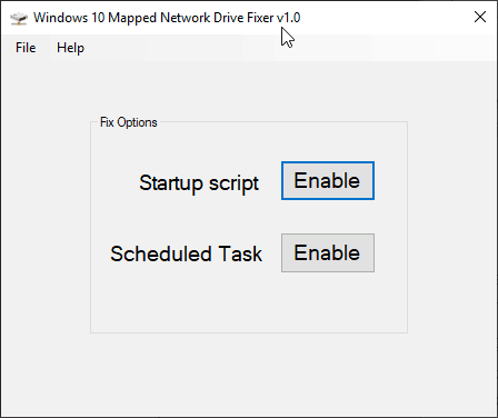 Windows 10 Mapped Network Drive Fixer screenshot