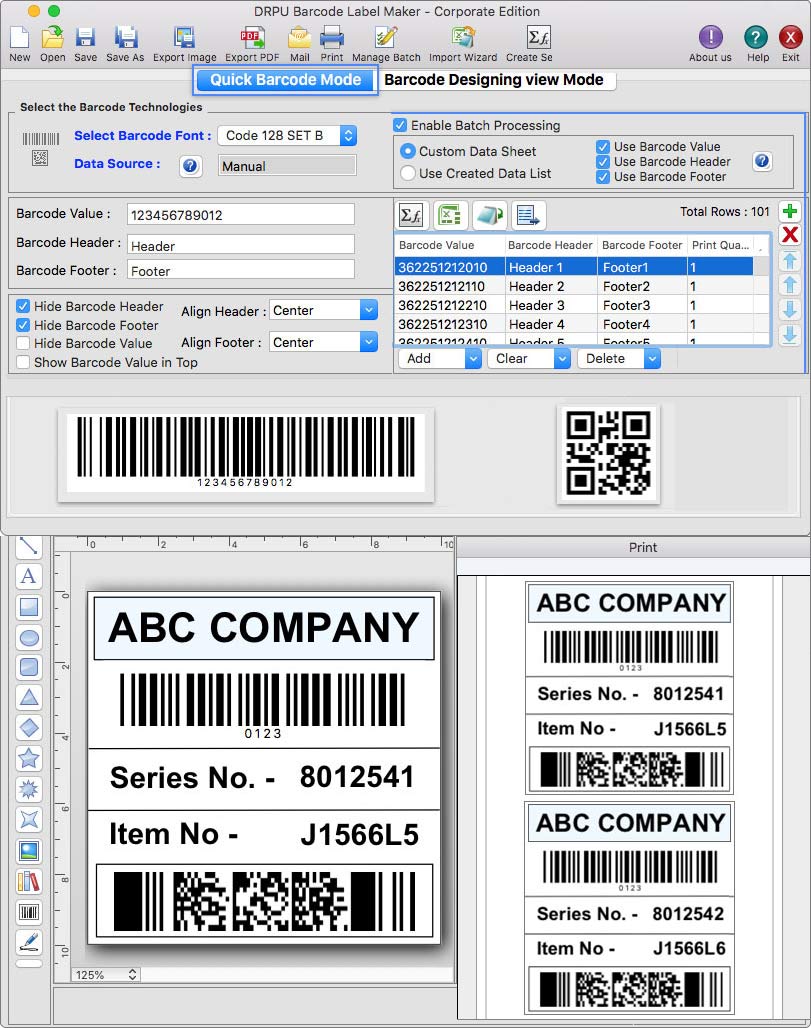 Barcode Generator Corporate for Mac screenshot