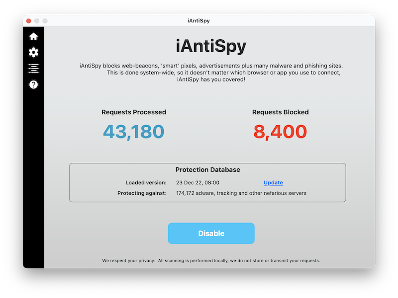 iAntiSpy screenshot