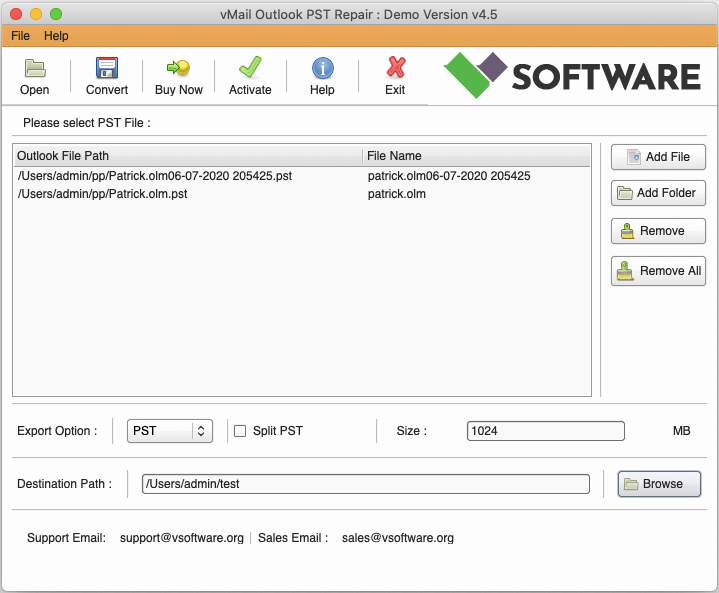Outlook PST Repair Tool for macOS screenshot