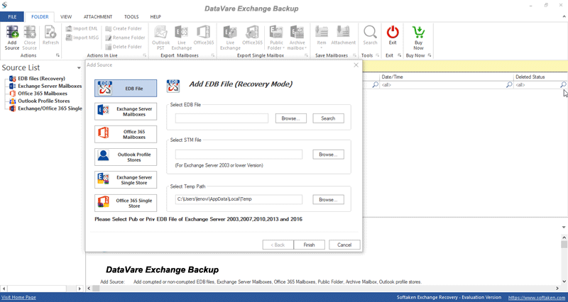 Datavare Exchange Backup Tool screenshot