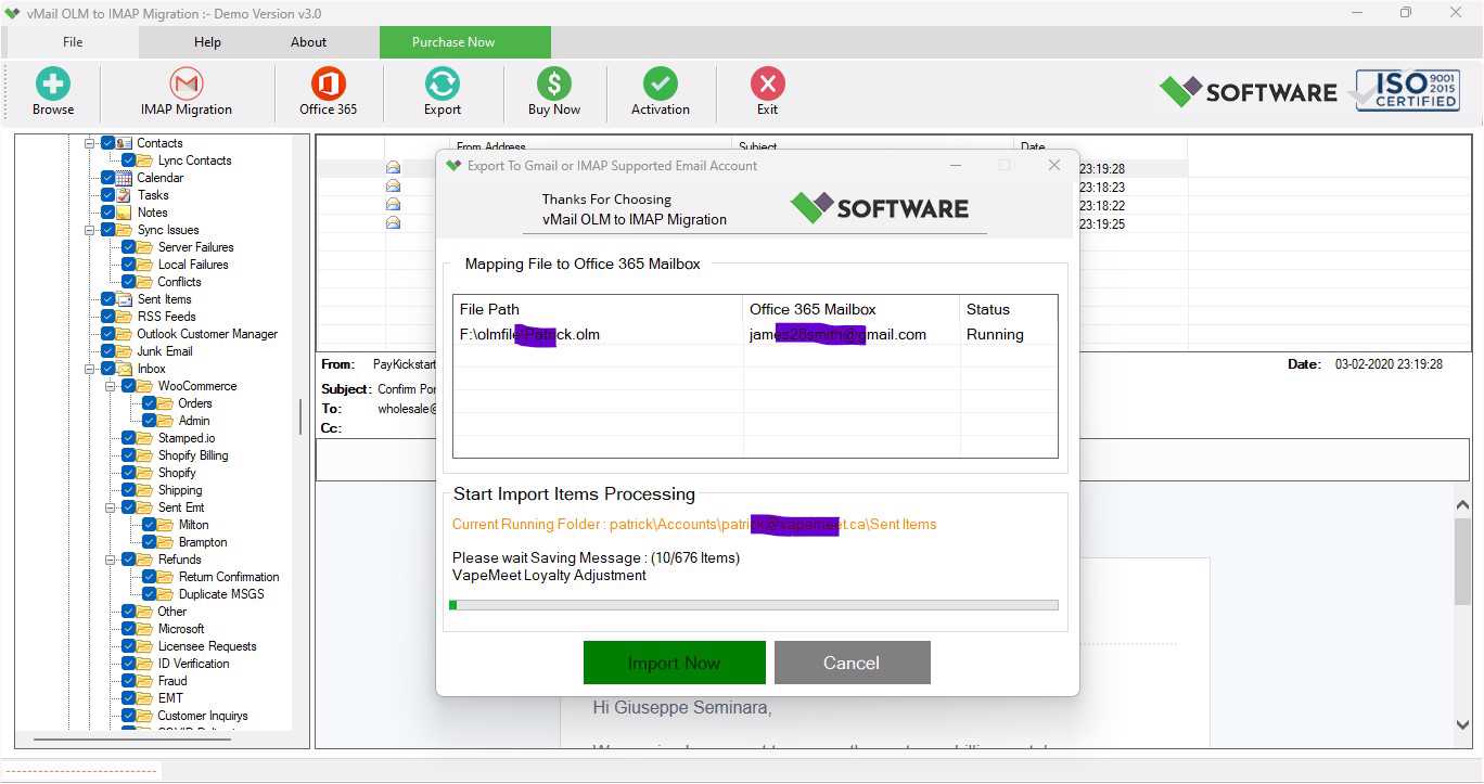 vMail OLM to IMAP Migration screenshot