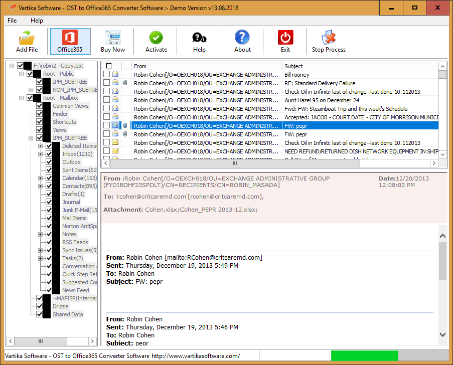 Vartika OST to Office 365 Converter screenshot