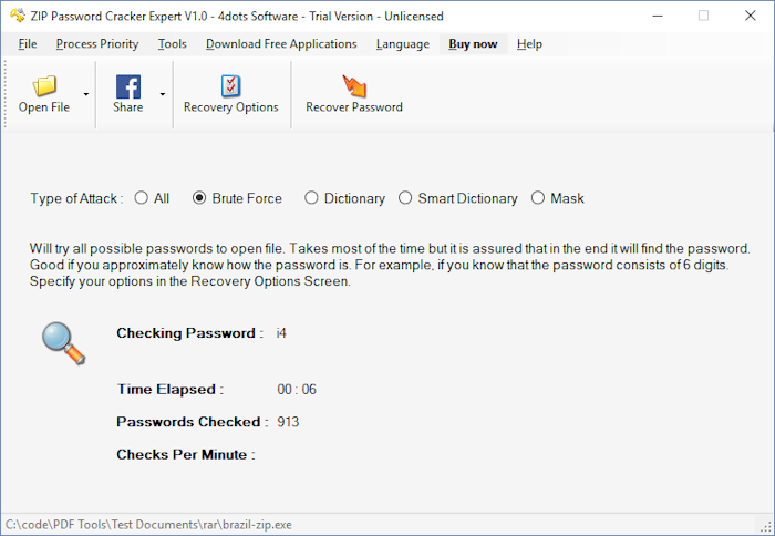 ZIP Password Cracker Expert screenshot
