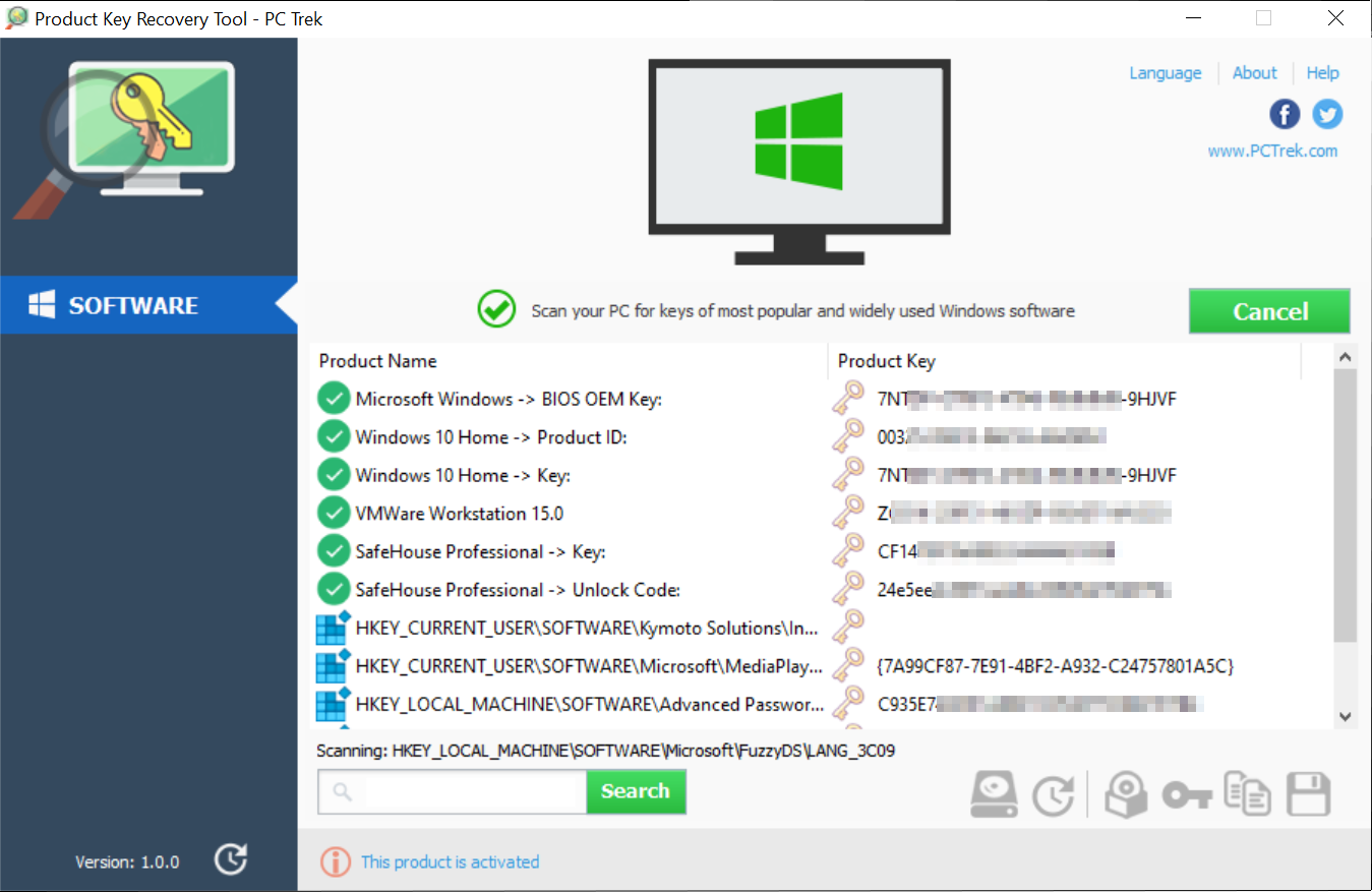 Product Key Recovery Tool screenshot