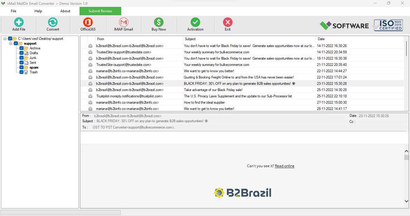 vMail MailDir Email Converter screenshot