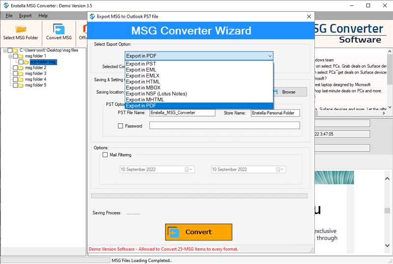 Enstella MSG Converter Software screenshot