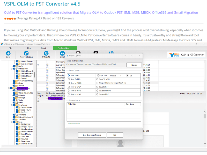 Vartika OLM to PST Converter Software screenshot