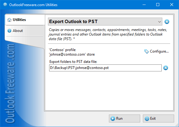 Export Outlook Items to PST File screenshot
