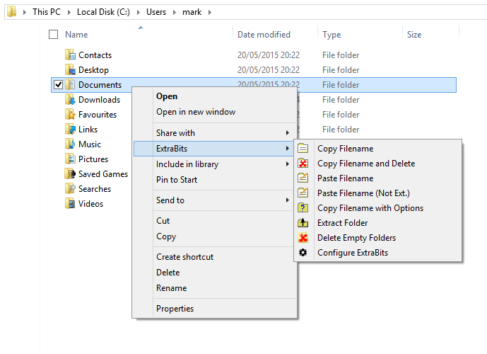 ExtraBits File Explorer Extension screenshot