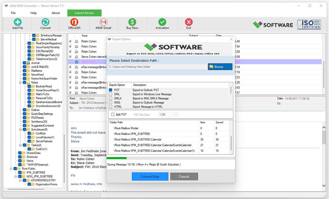 vMail MSG File Converter screenshot